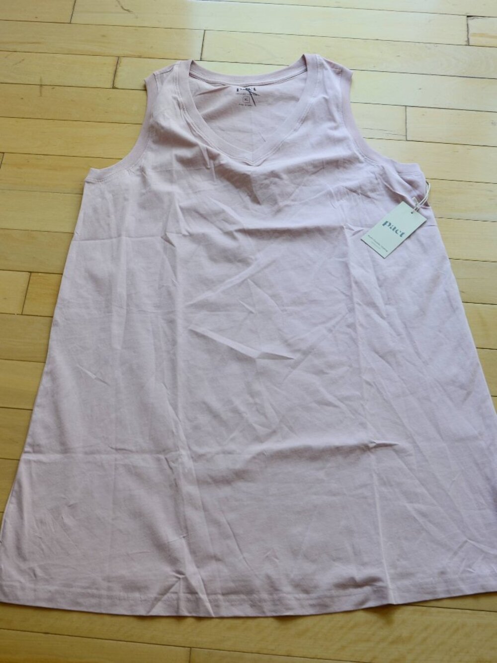 Pact Women's Blush Pink Organic Cotton A-Line Tank Dress Size XL NWT